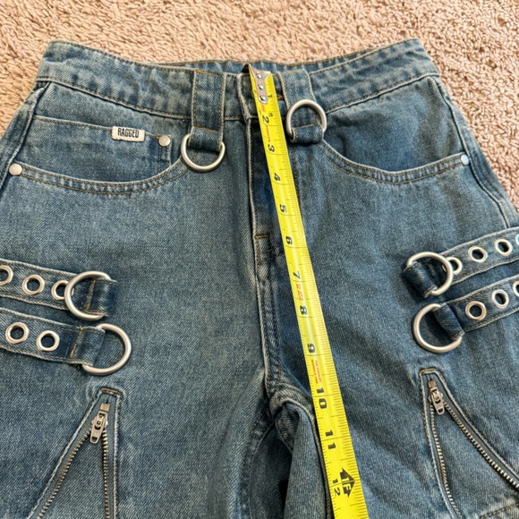 Ragged Priest Dirty Wash Bondage Denim Shorts Size 24 - Picture 7 of 8